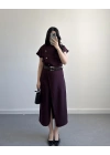 ZR MODEL BORDO KEMERLİ ELBİSE