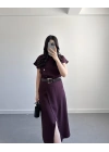 ZR MODEL BORDO KEMERLİ ELBİSE