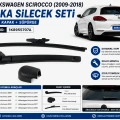 1K8955707A Volkswagen Scirocco Arka Silecek Kolu Kapak ve Silecek Süpürgesi Seti 2009-2018 Uyumlu