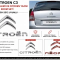 Citroen C3 Bagaj Amblemi ve Citroen Yazısı Krom Seti 2009-2012 Uyumlu