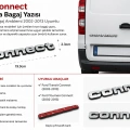 Ford Connect Eski Kasa Bagaj Yazısı Krom Arka Bagaj Amblemi 2002-2013 Uyumlu