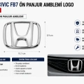 Honda Civic FB7 Ön Panjur Amblemi Logo 2012-2015