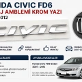 Honda Civic FD6 Bagaj Amblemi Krom Yazı 2007-2012