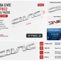 Honda Civic VTEC2 Bagaj Yazısı Krom Arka Bagaj Amblemi 2001-2005 Uyumlu