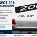 Peugeot 206 Bagaj Yazısı Krom 1998-2006