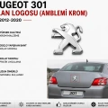 Peugeot 301 Bagaj Aslan Amblemi Krom 2012-2020