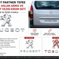 Peugeot Partner Tepee Bagaj Aslan Arması ve Peugeot Yazısı Krom Seti 2008 ve Üzeri Uyumlu