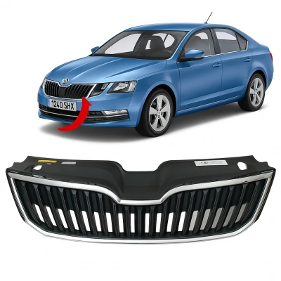 ÖN PANJUR KROM ÇERÇECE ÜST PLASTİK BİRLİKTE MAT SİYAH KOMPLE RAPİD 2013-2018 5JA853668 9B9/5JA853607 2ZZ