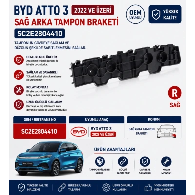 BYD Atto 3 2022 ve Üzeri Sağ Arka Tampon Braketi SC2E2804410