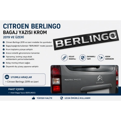 Citroen Berlingo Bagaj Yazısı Krom 2019 ve Üzeri