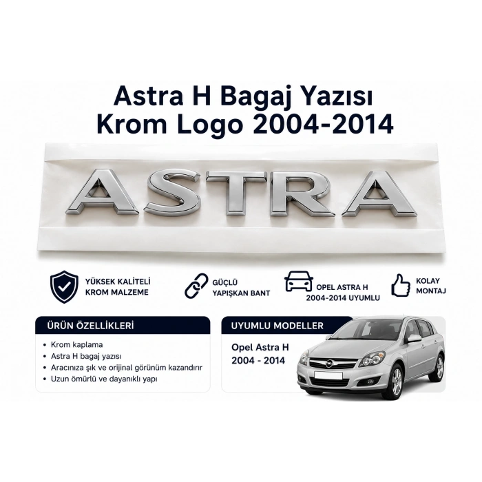 Opel Astra H Bagaj Yazısı Amblemi Krom Logo 2004-2014