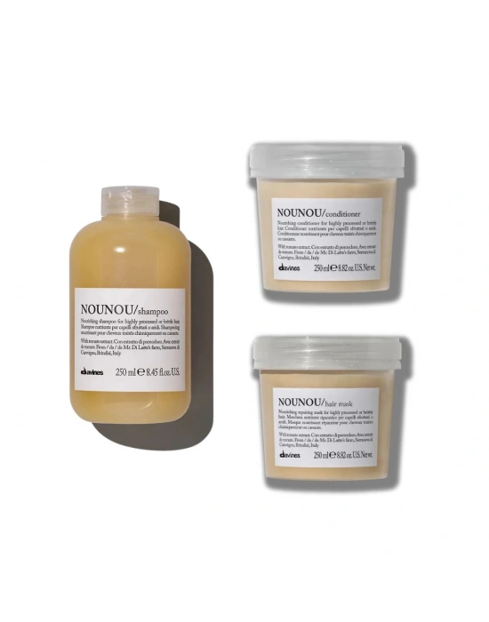 Davines Nounou Besleyici Güçlendirici Şampuan 250 ml + Maske 250 ml + Krem 250 ml Set