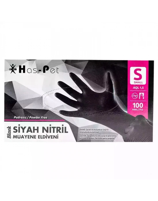 Haspet  Nitril Pudrasız Eldiven Siyah 100lü Small