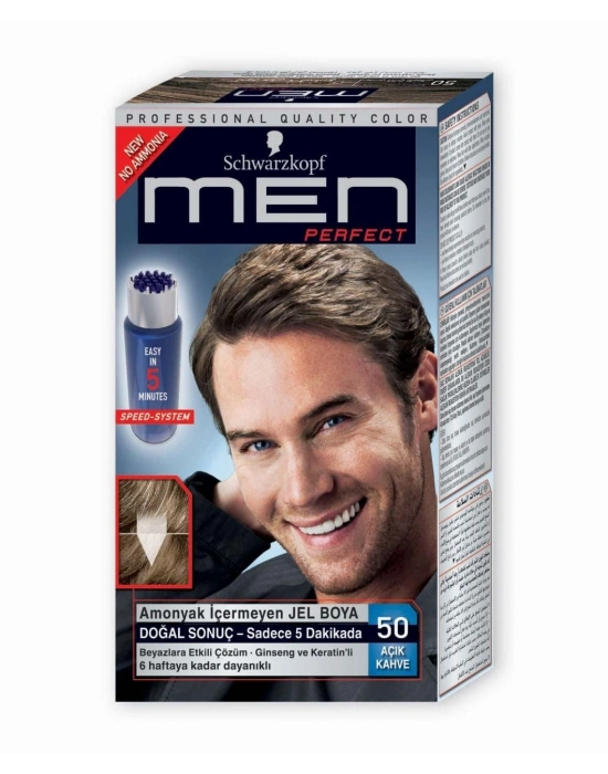 Men Perfect Amonyaksız Jel Saç Boyası - Açık Kahve 50