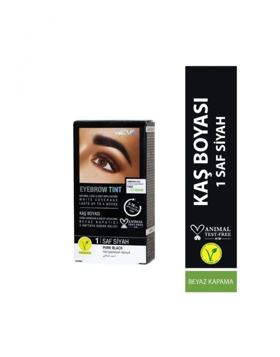 Neva Eyebrow Tint Vegan Kaş Boyası Seti 1 Saf Siyah