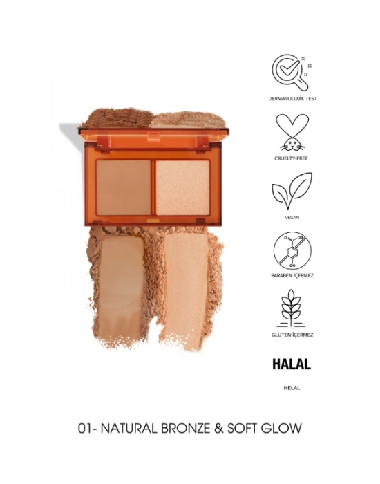 Pastel Bronzer&Highlighter Set Sun Kissed - Bronzlaştırıcı Ve Aydınlatıcı 01 Natural Bronze & Soft Glow 2 x 4.3 g