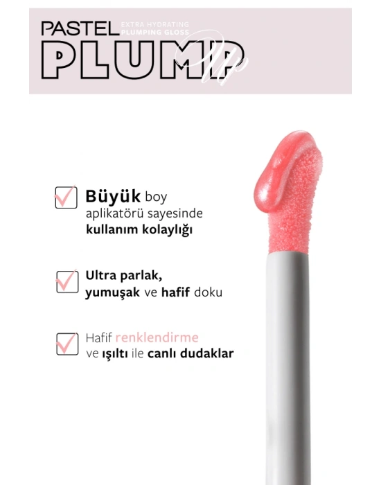 Pastel Plump Up 208 Shimmer Nude Extra Hydrating Plumping Gloss - Dolgunlaştıran Dudak Parlatıcısı