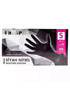Haspet  Nitril Pudrasız Eldiven Siyah 100lü Small