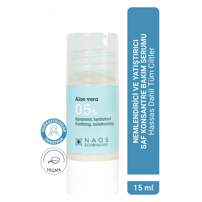 Pure Active Aloe Vera Kuru Ciltler için Nemlendirici Yatıştırıcı Konsantre Bakım Serumu 15ML