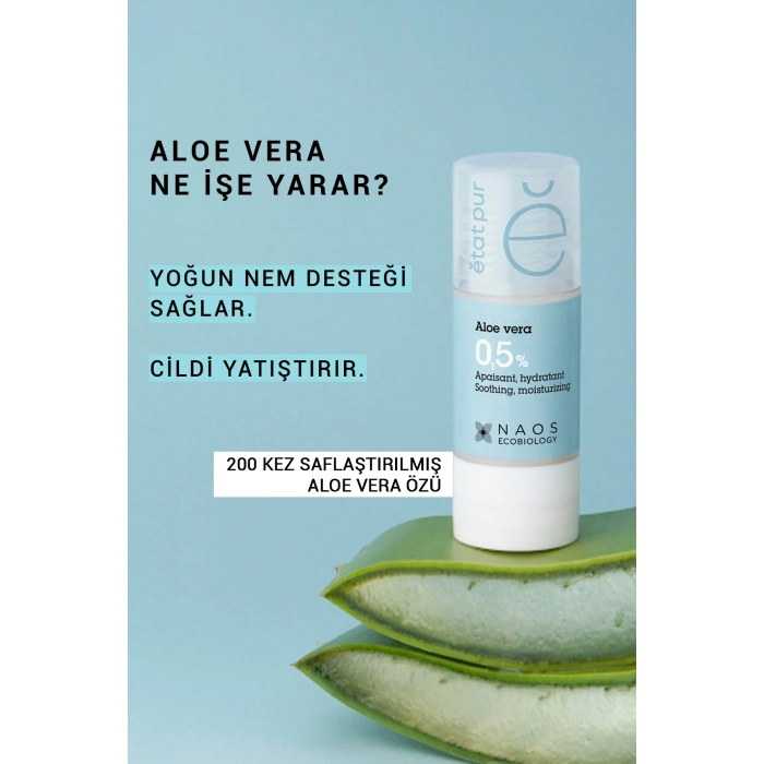 Pure Active Aloe Vera Kuru Ciltler için Nemlendirici Yatıştırıcı Konsantre Bakım Serumu 15ML