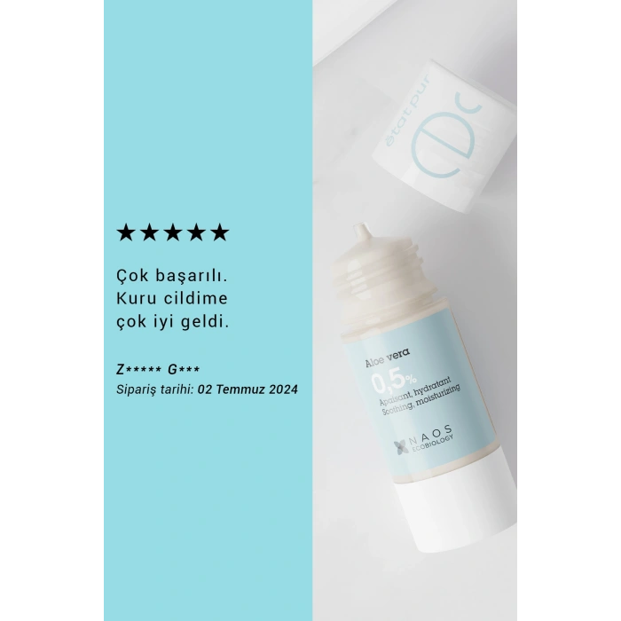 Pure Active Aloe Vera Kuru Ciltler için Nemlendirici Yatıştırıcı Konsantre Bakım Serumu 15ML