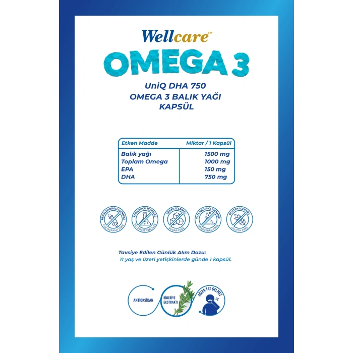 Uniq Dha 750 Omega 3 Balık Yağı 30 Kapsül