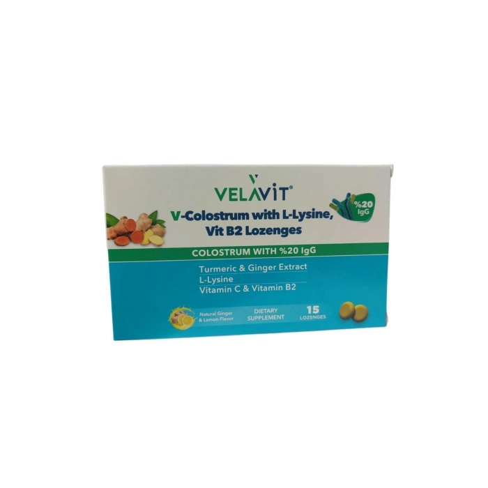 V-Colostrum with L-Lysine, Vit B2 Lozenges - Kolostrum içeren Pastil- 15 Adet
