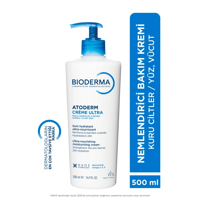 Atoderm Cream Ultra Kuru Ciltler Bebek, Çocuk, Yetişkin Nemlendirici Yüz, Vücut Bakım Kremi 500 ml