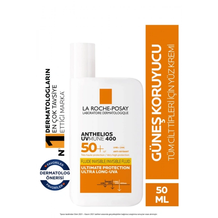 Anthelios Uvmune Fluid SPF+50 Tüm Ciltler İçin Yüksek Korumalı Yüz Güneş Kremi