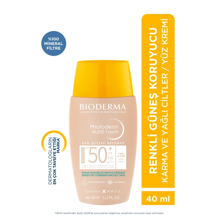 Photoderm Nude Touch SPF50+ Salisilik Asit İçeren Kapatıcı Etkili Güneş Kremi Very Light 40 ML