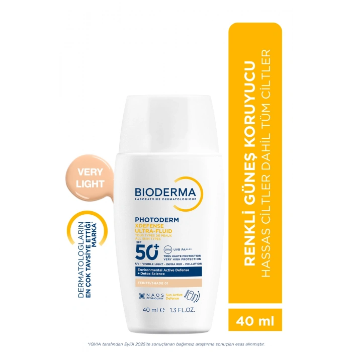 Photoderm XDefense SPF50+ Tüm Ciltler UVA/UVB Yüksek Korumalı Renkli Güneş Kremi Very Light 40ML