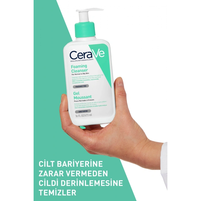 Normal ve Yağlıya Dönük Ciltler için Niasinamid İçerikli Yağdan Arındıran Köpüren Temizleyici 473 ml