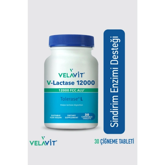 V-Lactase 12000 - Laktoz Sindirim Desteği - 30 Çiğnenebilir Tablet