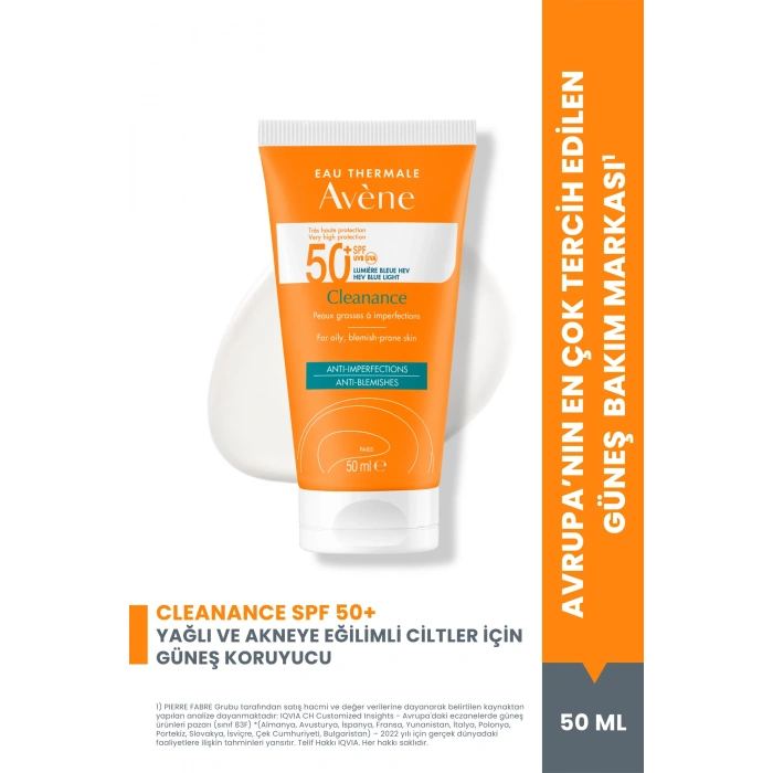 Cleanance SPF50+ Yağlı ve Akneye Eğilimli Ciltler için Yüksek Korumalı Güneş Kremi 50 ml