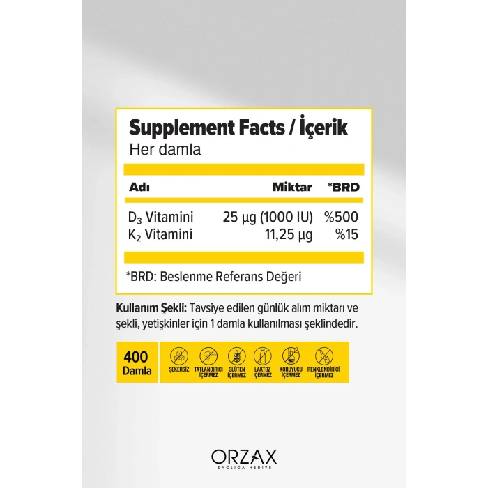 Orzax D3K2 20ml Damla