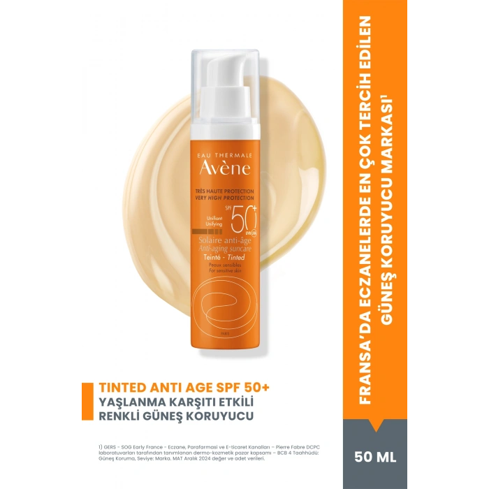 Tinted Anti-Age SPF 50+ Yaşlanma Karşıtı Renkli Güneş Kremi Yüksek Koruma 50 ml