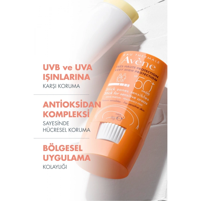 Stick Güneş Kremi SPF 50+ Hassas Bölgeler için Yüksek Koruma Sağlayan Güneş Koruyucu 8 gr