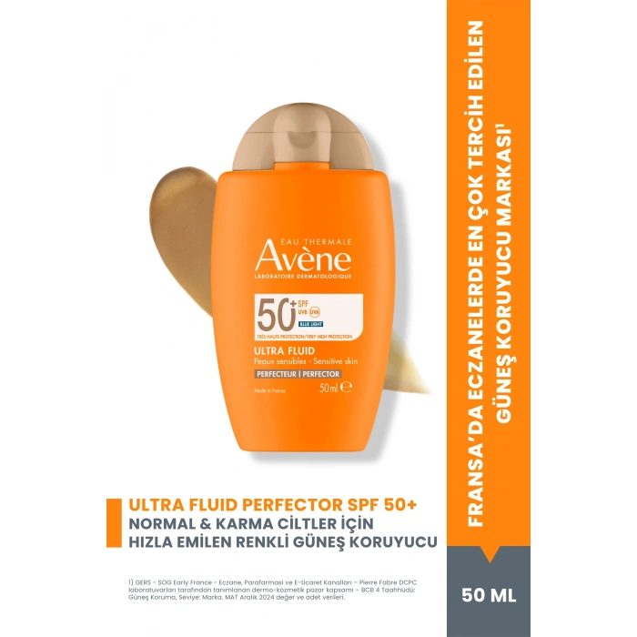 Ultra Fluid Perfector SPF50+ Ton Eşitleyici Renkli Güneş Kremi Normal ve Karma Ciltler İçin 50 ml