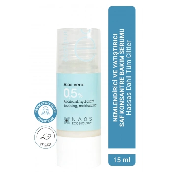 Pure Active Aloe Vera Kuru Ciltler için Nemlendirici Yatıştırıcı Konsantre Bakım Serumu 15ML