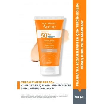 Cream SPF 50+ Kuru Ciltler için Renkli Güneş Kremi Yüksek Koruma ve Nemlendirici Etkili 50 ml