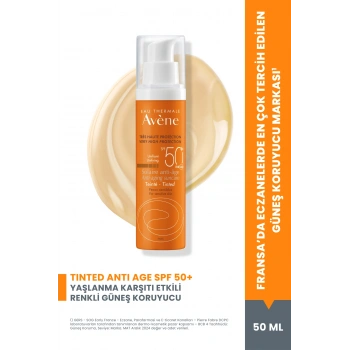 Tinted Anti-Age SPF 50+ Yaşlanma Karşıtı Renkli Güneş Kremi Yüksek Koruma 50 ml