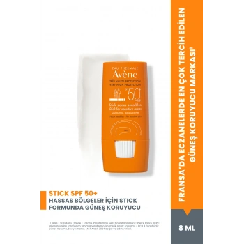 Stick Güneş Kremi SPF 50+ Hassas Bölgeler için Yüksek Koruma Sağlayan Güneş Koruyucu 8 gr
