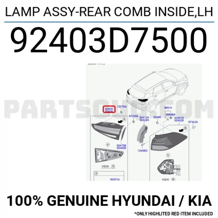 92403D7500 - SOL İÇ STOP LAMBASI (HYUNDAİ TUCSON)