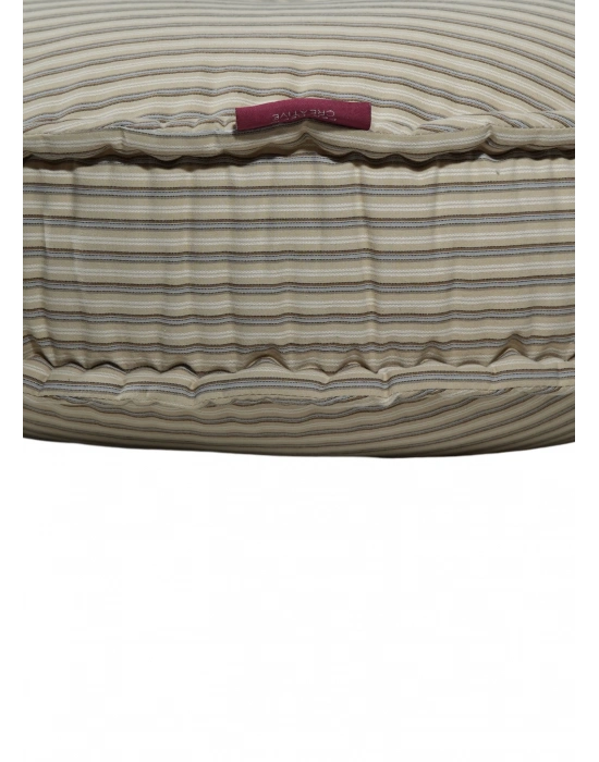 Ottoman Round Vintage Striped Beige