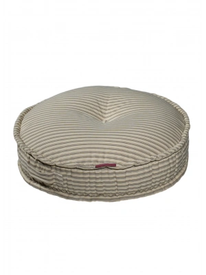 Ottoman Round Vintage Striped Beige
