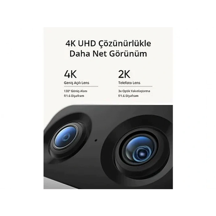 ANKER Eufy Indoor Cam S350 4K Dual Camera 8x Zoom 360° Pan & Tilt Çift Lensli Kamera Beyaz