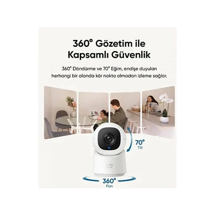 ANKER Eufy Security C220 360 Derece Dönebilen Kızılötesi Gece Görüşlü IP Kamera