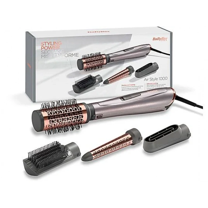 BABYLISS AS136E Air Styler 1000 Hava Üflemeli 4 Aksesuarlı Saç Şekillendirici Seti Gri
