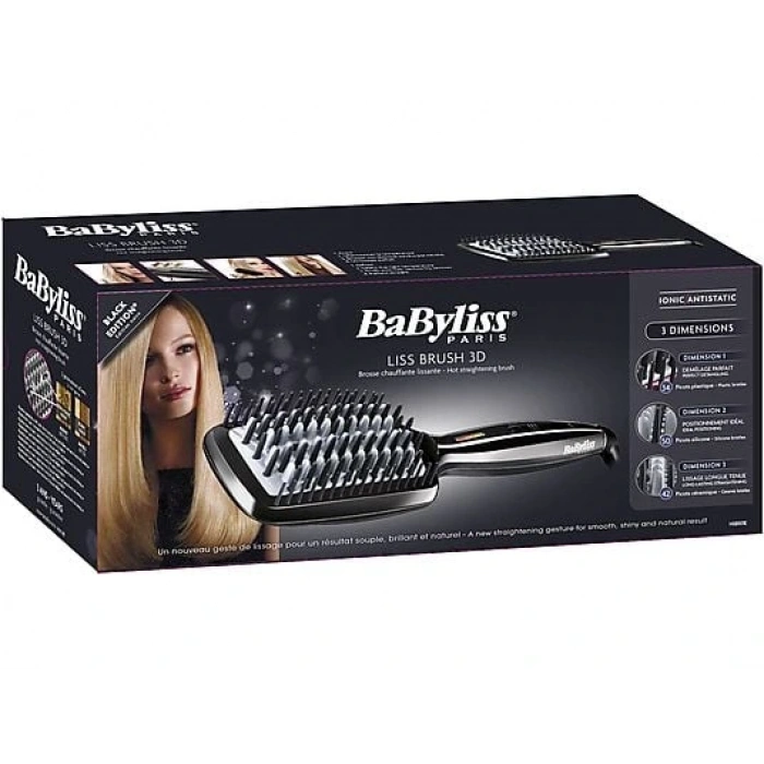 BABYLISS HSB101E Smoothing Brush Isıtmalı Saç Düzleştirici Saç Fırçası Siyah