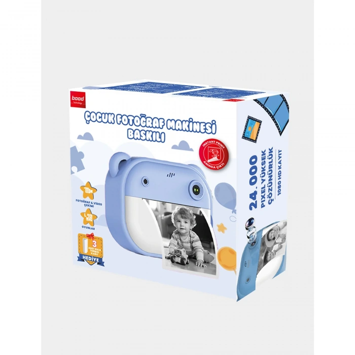 BOOD Baskılı Çocuk Fotoğraf Makinesi Mavi